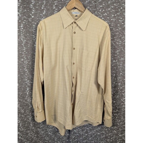 Geoffrey Beene Yellow Button Up Collared Shirt Men's Large - Picture 1 of 6